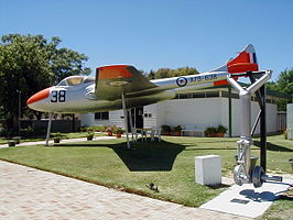 Een de Havilland Vampire in het museum.