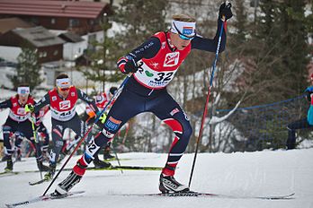 Le skieur norvégien Magnus Krog lors de l'épreuve de la coupe du monde de combiné nordique 2016-2017 à Ramsau am Dachstein, le 18 décembre 2016. (définition réelle 4 940 × 3 292)