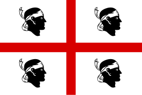 Bandiera della Sardegna (SC) Bandera de sa Sardigna I quattro mori (SC) Is cuatru morus / Sos battor moros