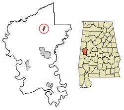 Location of Union in Greene County, Alabama.