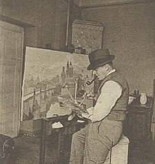 malíř Josef Syrový při práci