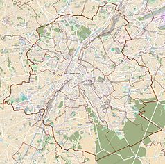 Mapa konturowa Brukseli, w centrum znajduje się punkt z opisem „Maelbeek/Maalbeek”