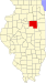Harta statului Illinois indicând comitatul Livingston