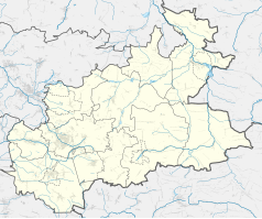 Mapa konturowa powiatu zawierciańskiego, po lewej nieco na dole znajduje się punkt z opisem „Poręba Mrzygłodzka”