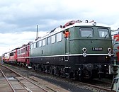 Lokzug aus E50 091, 211 001, 155 001, 103 113, geschoben von 130 101 nach einer Fahrzeugparade des DB Museums in Koblenz-Lützel, einer Zweigstelle des Verkehrsmuseums in Nürnberg