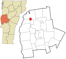 Location in Addison County and the state of Vermont