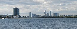 Canning Bridge with Perth CBD in background, April 2006.JPG