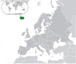 ヨーロッパにおけるアイスランドの地図