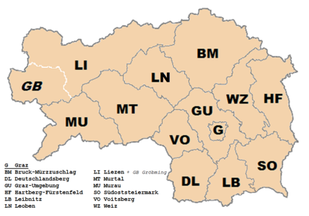 Divisões administrativas de Estíria