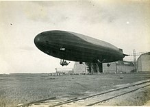 monochrome photo of a Zeppelin