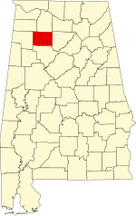 Map of Alabama highlighting Winston County