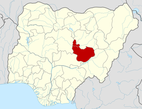 Harta statului Plateau în cadrul Nigeriei