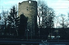 Säuerlingsturm ca. 1988, Blick vom Bahnsteig