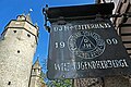 Schild der 1. Jugendherberge auf der Burg