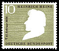 ハインリヒ・ハイネのシルエットを使用したドイツの切手。