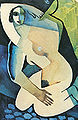 Ismael Nery: Nude woman crouching.