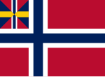Norsk handelsflagga 1844-1898 med unionssymbolen, den så kallade Sillsallaten.