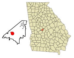 Location in Peach County and the state of Georgia