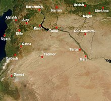 Mappa delle città principali della Siria nel II millennio a.C.