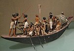 Modèle égyptien de bateau, 12e dynastie, Amenemhat j', New York, Metropolitan Museum of Art.