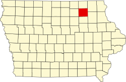 Karte von Chickasaw County innerhalb von Iowa