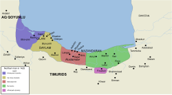 Map of the political situation in northern Iran in 1425