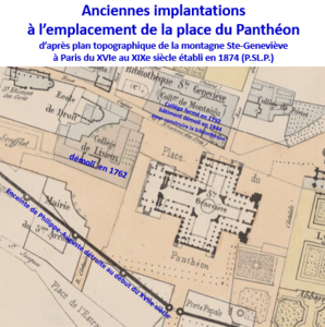 Emplacements des anciens bâtiments d'après d'anciennes cartes.