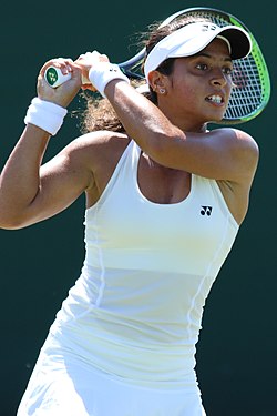 Ankita Rainová v kvalifikaci Wimbledonu 2018