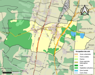 Carte en couleurs présentant l'occupation des sols.