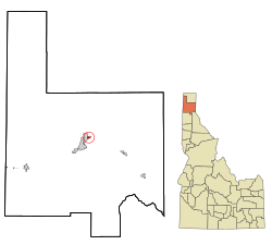 Location in Bonner County and the state of Idaho