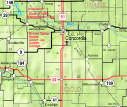 KDOT map of Cloud County (legend)