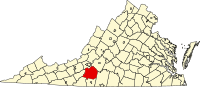 Locatie van Franklin County in Virginia