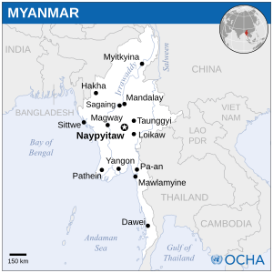 Map of Burma (Myanmar)