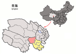 ゴロク・チベット族自治州中の瑪多県の位置