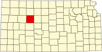 Map of Kanzas highlighting Trego County