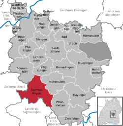 Elhelyezkedése Baden-Württemberg térképén