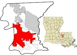 Vị trí Quận Đông Baton Rouge, Louisiana và bang Louisiana