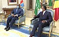 Image 33President Félix Tshisekedi with the president of neighbouring Republic of the Congo Denis Sassou Nguesso in 2020; both wear face masks due to the ongoing COVID-19 pandemic. (from Democratic Republic of the Congo)