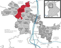 Läget för Höchstadt an der Aisch i Landkreis Erlangen-Höchstadt