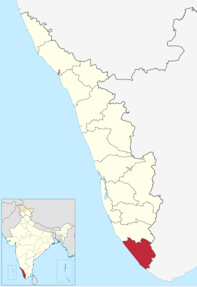 Positionskarte des Distrikts Thiruvananthapuram