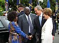 Image 6Mwai Kibaki and (the late) Mrs. Lucy Kibaki with US President George W. Bush and Mrs. Laura Bush at the White House during a state visit in 2003. (from History of Kenya)
