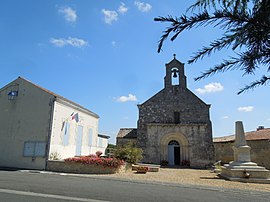 Town hall, church and war memorial