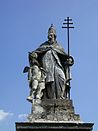 Statue of Pope Sylvester I depicted holding a ferula with a papal cross.