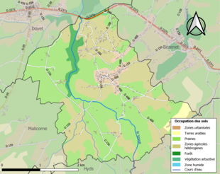 Carte en couleurs présentant l'occupation des sols.