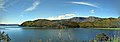 A panoramic partial view of Toba Lake, as seen from the west side to the southeast