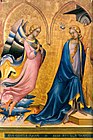 『三連祭壇画の受胎告知』（Annunciation Triptych）, ロレンツォ・モナコ,1410-1415 （フィレンツェのアカデミア美術館蔵）。