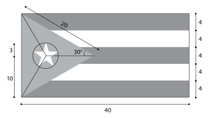 Constructietekening van de Cubaanse vlag