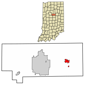 Location of Greentown in Howard County, Indiana.