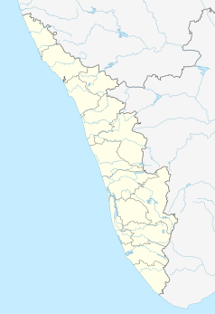 Mapa konturowa Kerali, na dole po prawej znajduje się punkt z opisem „Thiruvananthapuram”