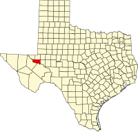 Map of Texas highlighting Ward County